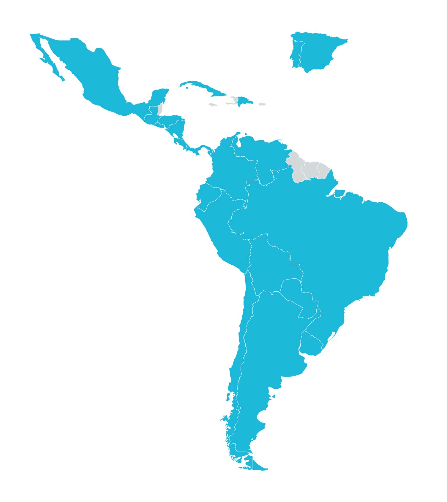 Map of Ibero-American countries.